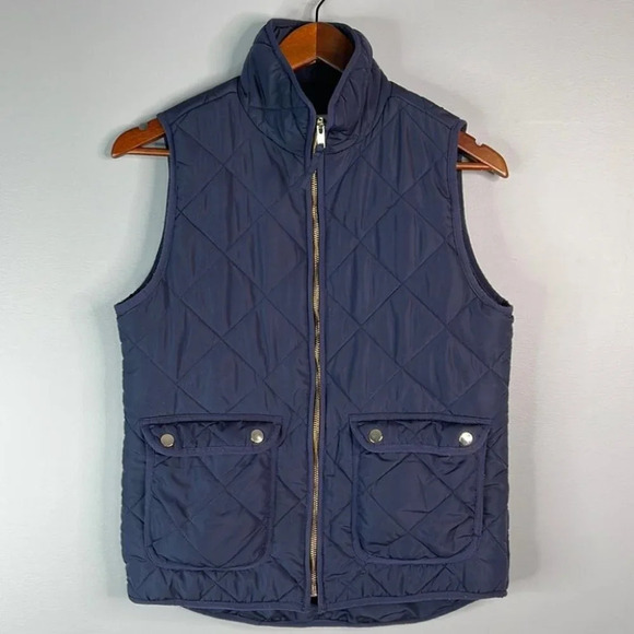 THREAD AND SUPPLY Quilted Vest Navy Blue Outerwear Zipper Pockets Coastal Size S - Picture 11 of 11